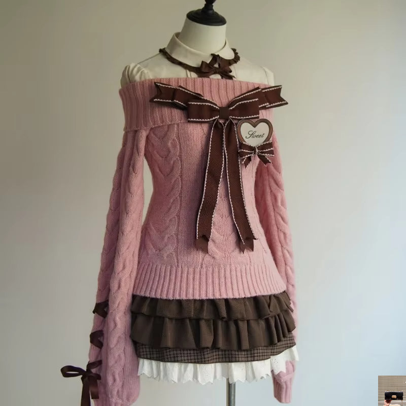 Vintage High Street Slash Neck Knitted American Pullovers SA128