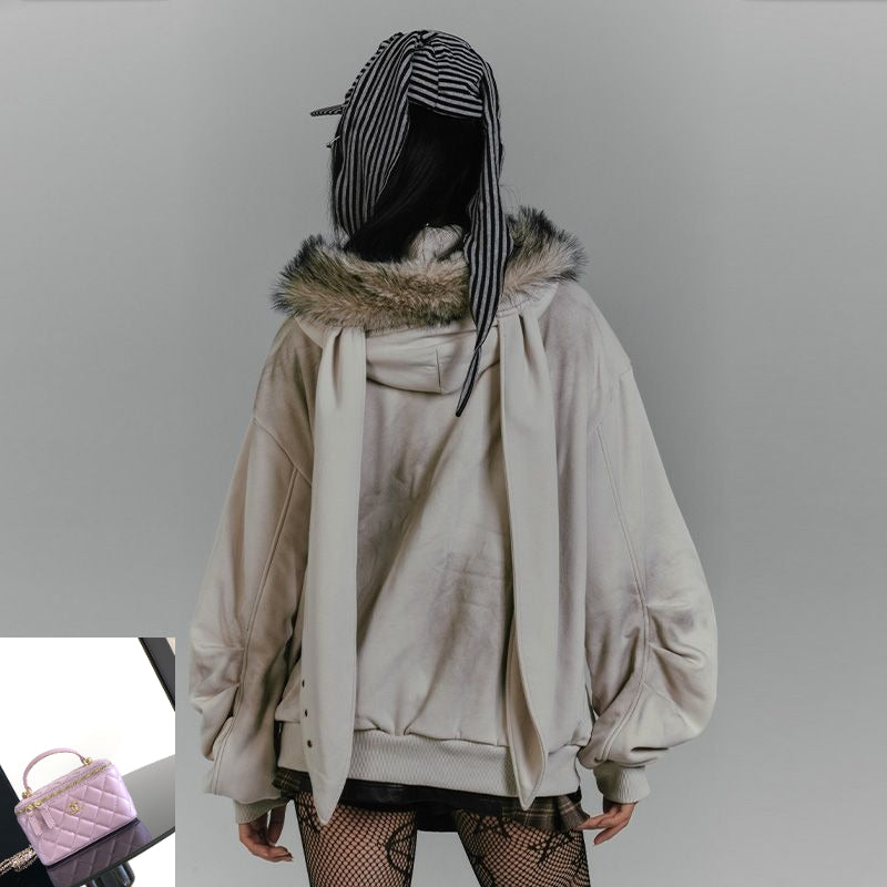 Hooded Sweater Jacket Gray SA427