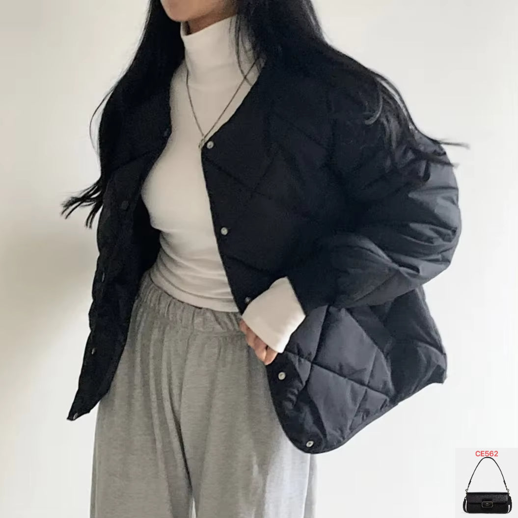 Plaid Down Jacket Small Solid Coat SA093