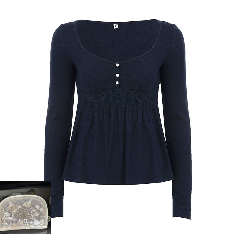 Vintage Long Sleeve Square Neck T-Shirt SA430