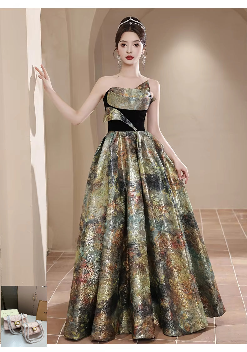 Luxury Strapless Ball Gown Satin Prom Dresses SA249/SA250