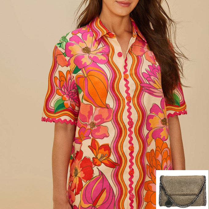 Casual Fashion Linen Temperament Shirt Shorts Set SA355