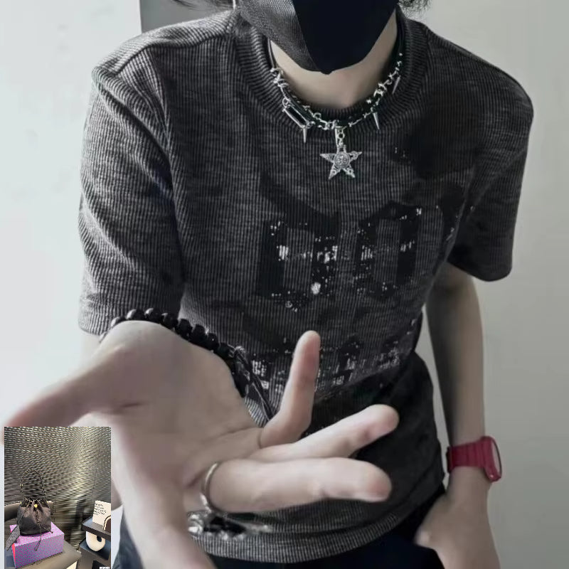 Punk American Vintage Y2k Aesthetic O Neck Short Sleeve Tops SA200