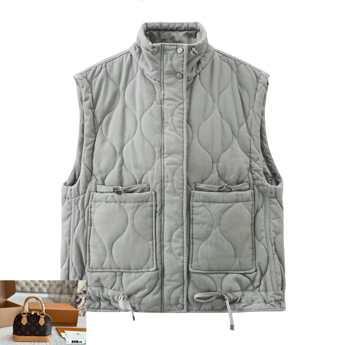 Rhombus Stand-up Collar Sleeveless Cotton Vest SA438