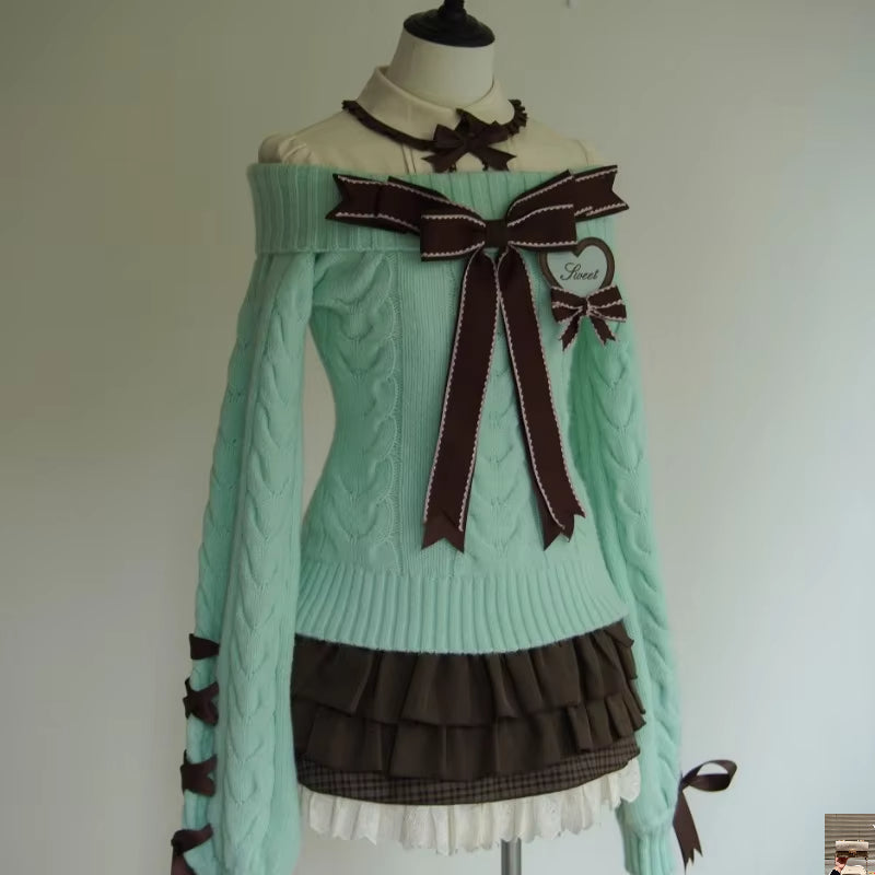 Vintage High Street Slash Neck Knitted American Pullovers SA128