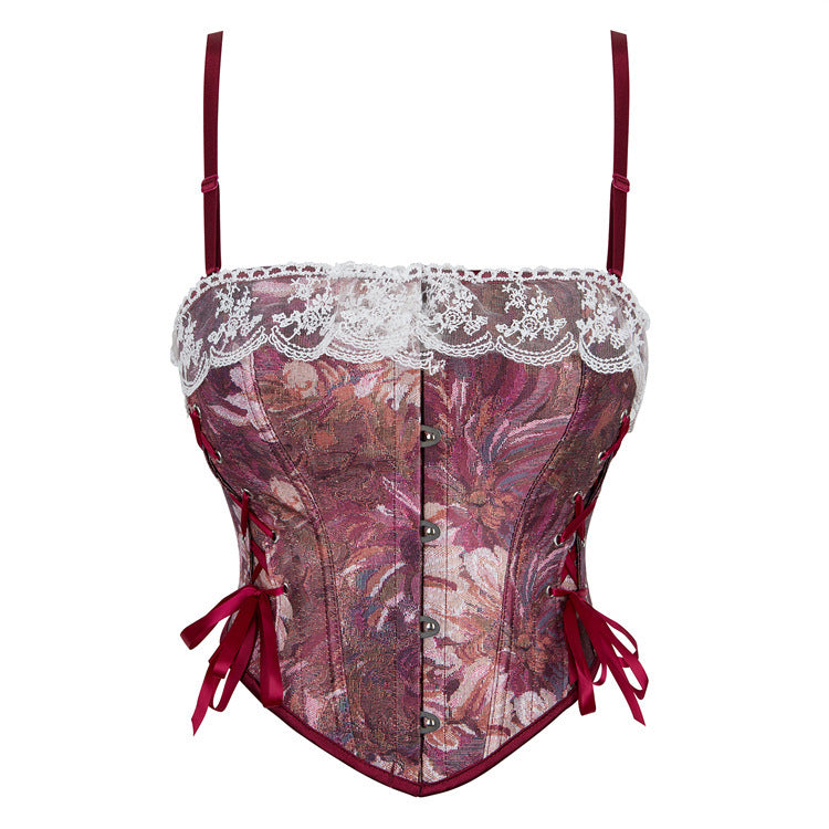 Blue Denim Rose Women Tube Top Corset Court Shapewear 69A630