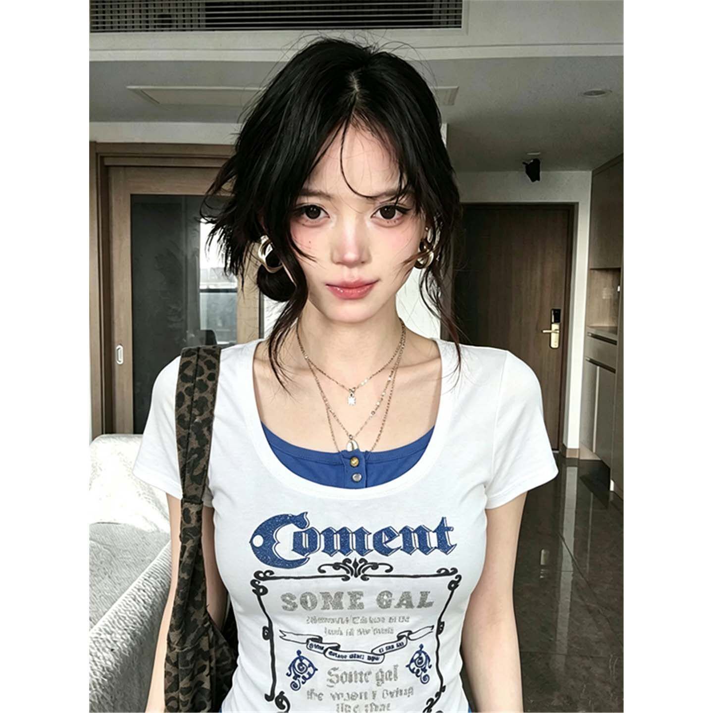Y2k Fake Two-piece Patchwork T-shirt SA998