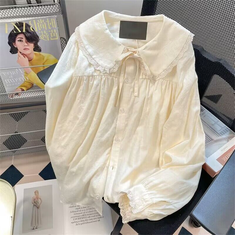 Doll Collar Lace Long Sleeve Shirt Women 69A750