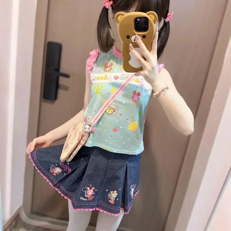 O-neck Ruffles Sleeveless Crop Top SA162