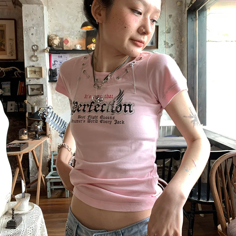 Vintage Letter Print Short Sleeve Print T shirts SA173/SA174/SA175/SA176