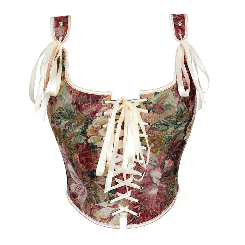 Jacquard Tube Top Sling Fishbone Corset 69A661