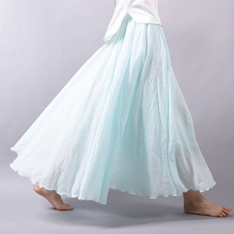 Cotton and Linen A-shaped Skirt Female 69A690