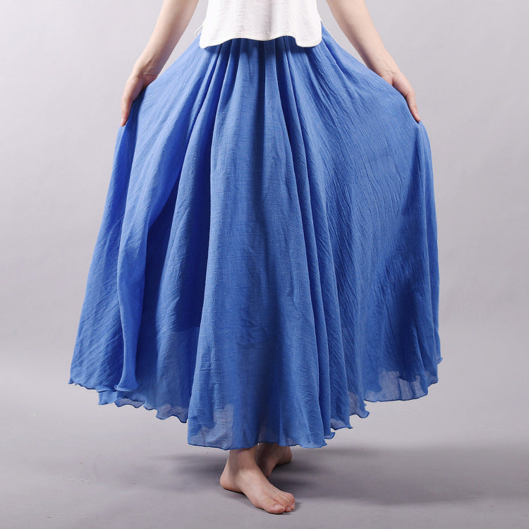 Cotton and Linen A-shaped Skirt Female 69A690
