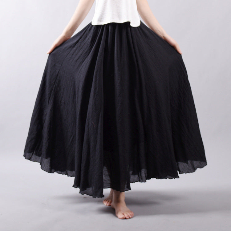 Cotton and Linen A-shaped Skirt Female 69A690