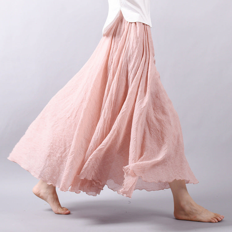 Cotton and Linen A-shaped Skirt Female 69A690