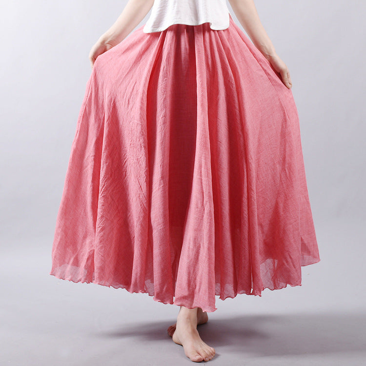 Cotton and Linen A-shaped Skirt Female 69A690