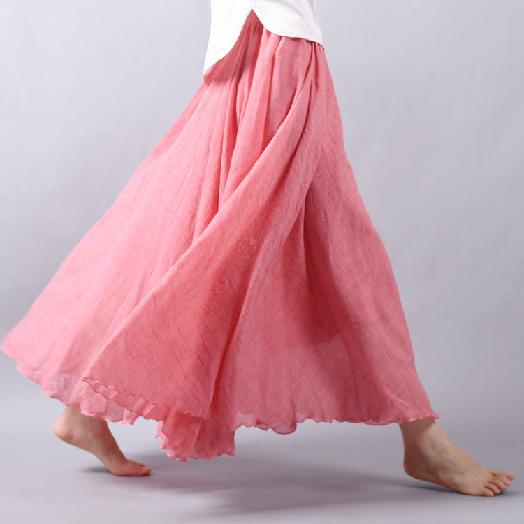 Cotton and Linen A-shaped Skirt Female 69A690