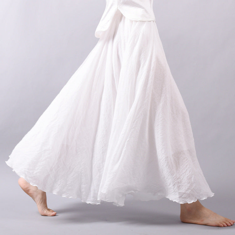 Cotton and Linen A-shaped Skirt Female 69A690