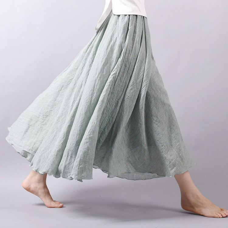 Cotton and Linen A-shaped Skirt Female 69A690