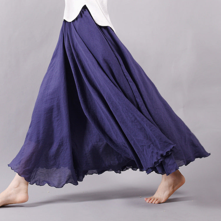 Cotton and Linen A-shaped Skirt Female 69A690