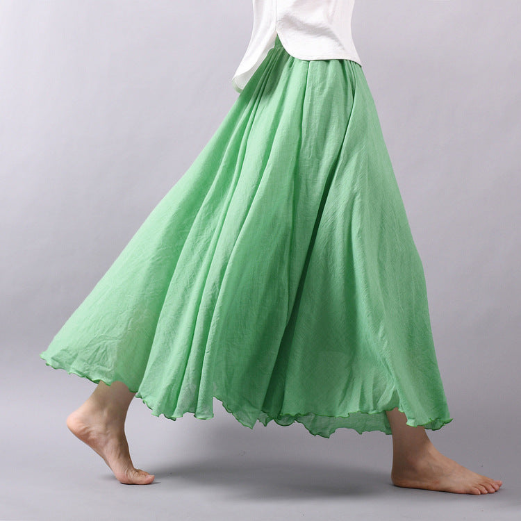 Cotton and Linen A-shaped Skirt Female 69A690