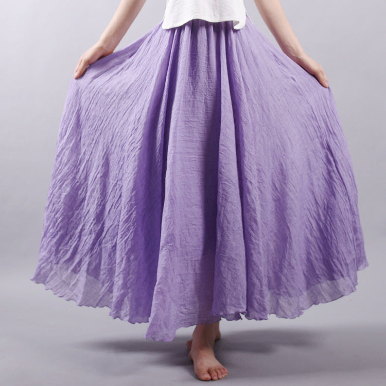 Cotton and Linen A-shaped Skirt Female 69A690