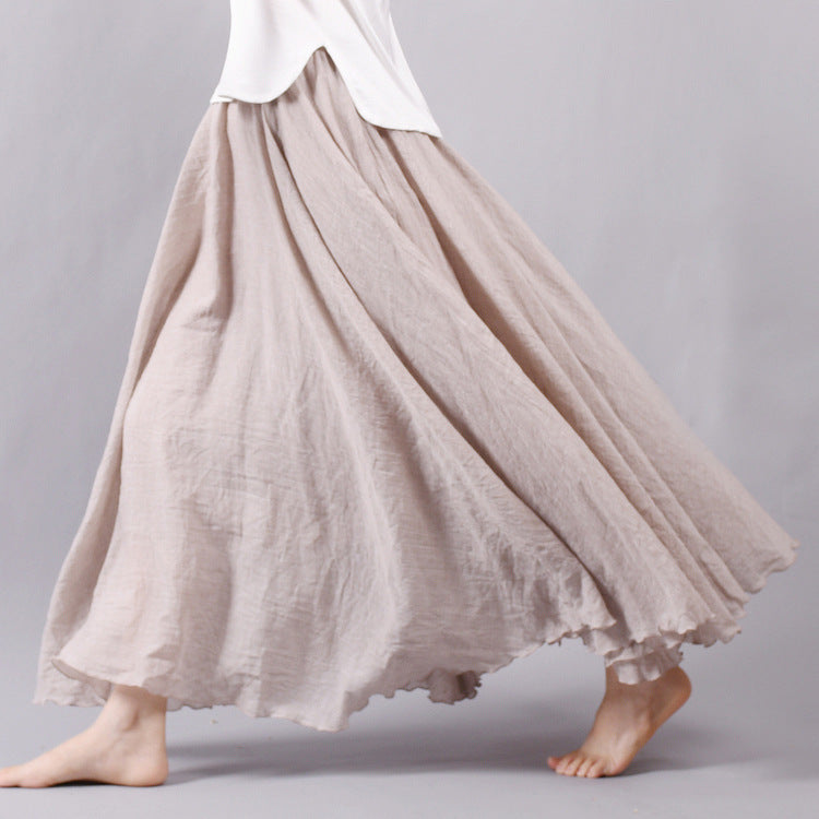 Cotton and Linen A-shaped Skirt Female 69A690