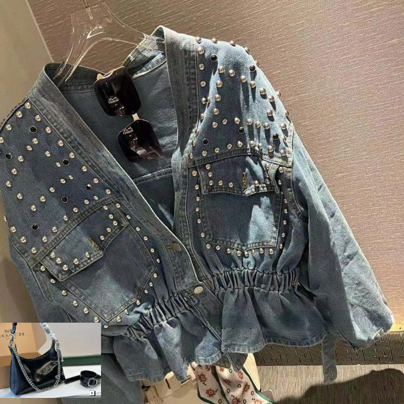 Vintage Loose Casual V Neck Women Denim Coat SA276