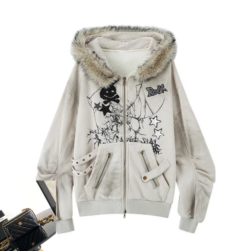 Hooded Sweater Jacket Gray SA427
