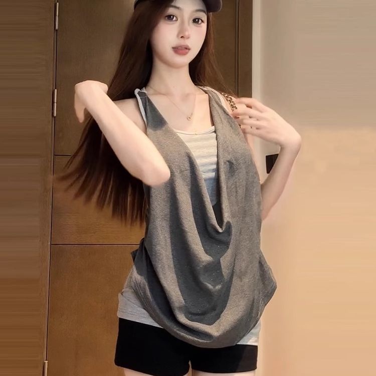Women's Sleeveless Vest with Swing Collar SA920