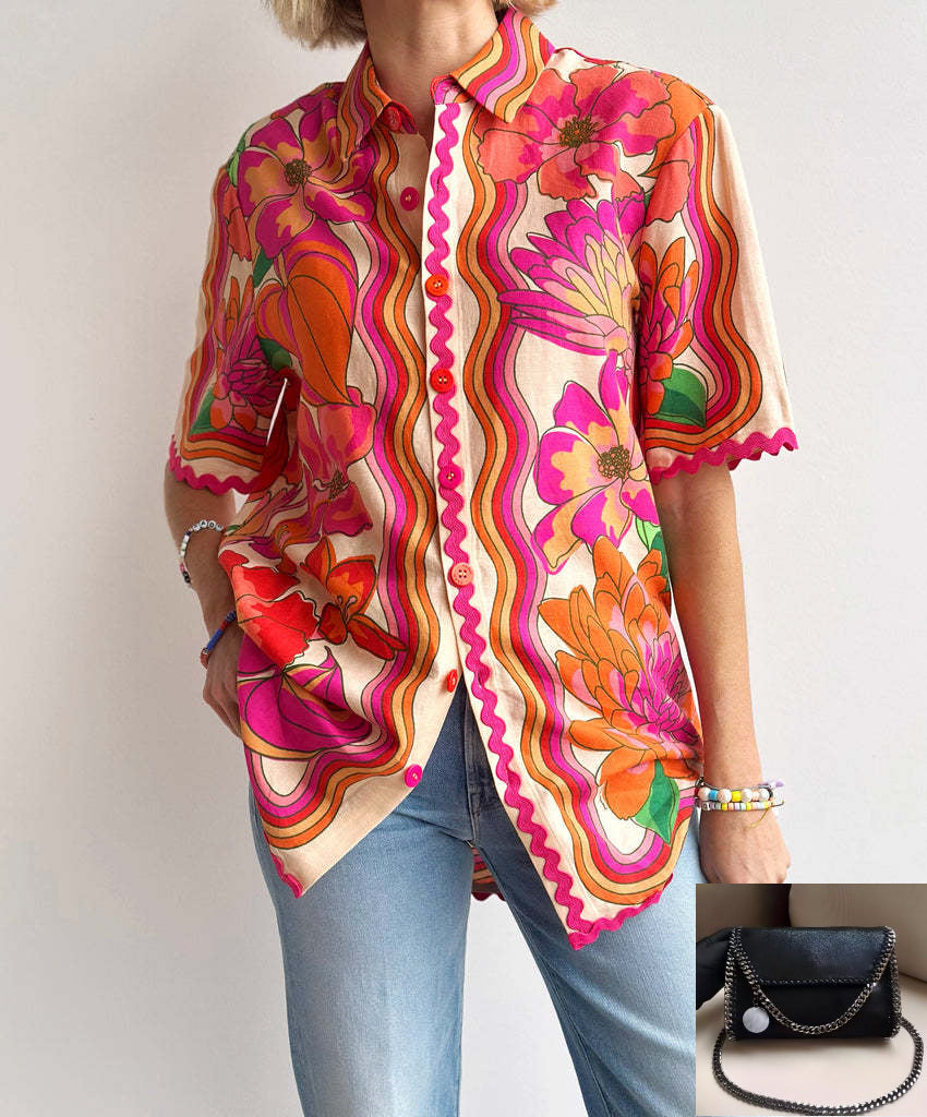 Casual Fashion Linen Temperament Shirt Shorts Set SA355