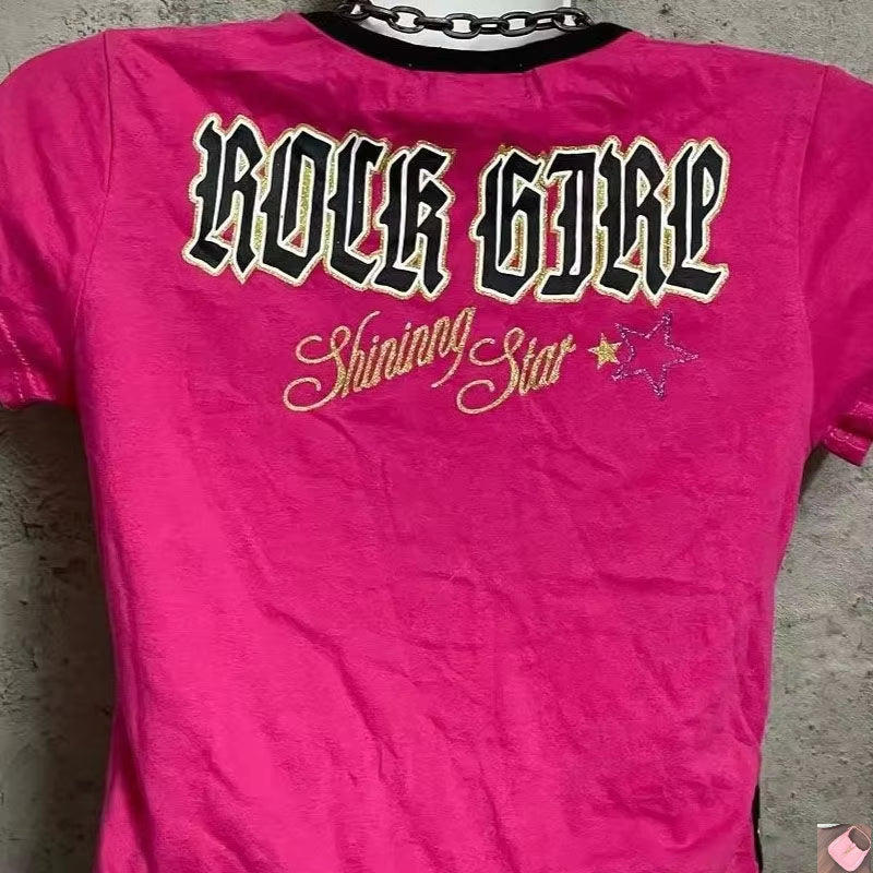 O-neck Short Sleeve Y2k Aesthetic Punk Top SA127/SA132