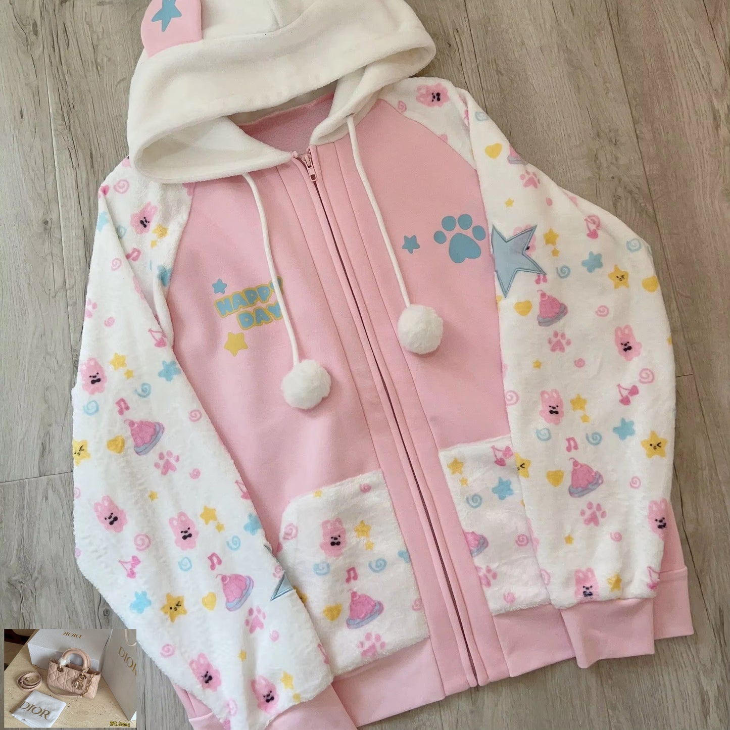 Japanese Harajuku Zip Hoodies Women Sweet SA266