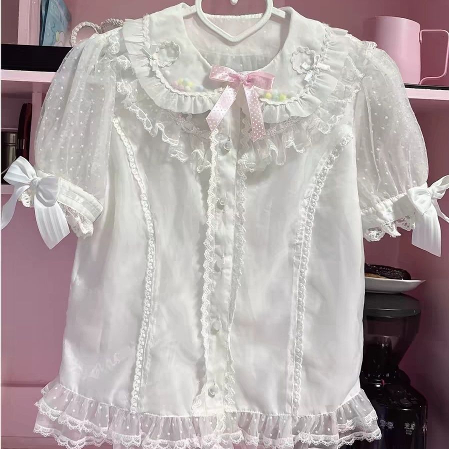 Peter Pan Collar Short-sleeve Blouse US 64D173