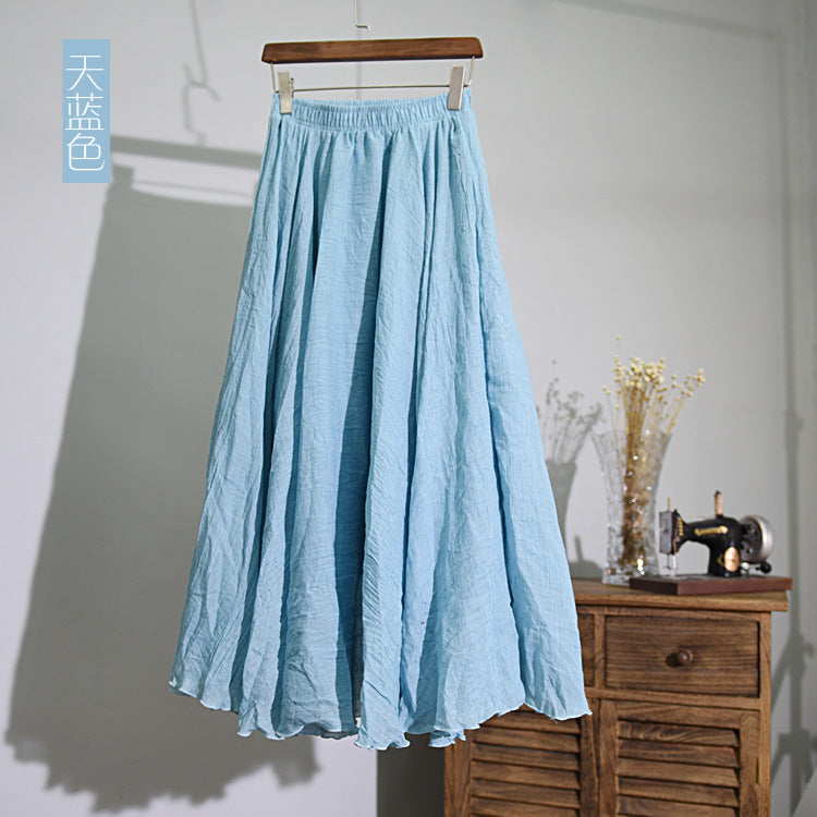 Cotton and Linen A-shaped Skirt Female 69A690
