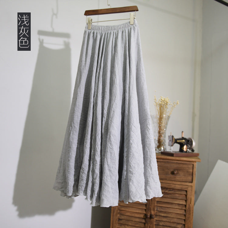 Cotton and Linen A-shaped Skirt Female 69A690