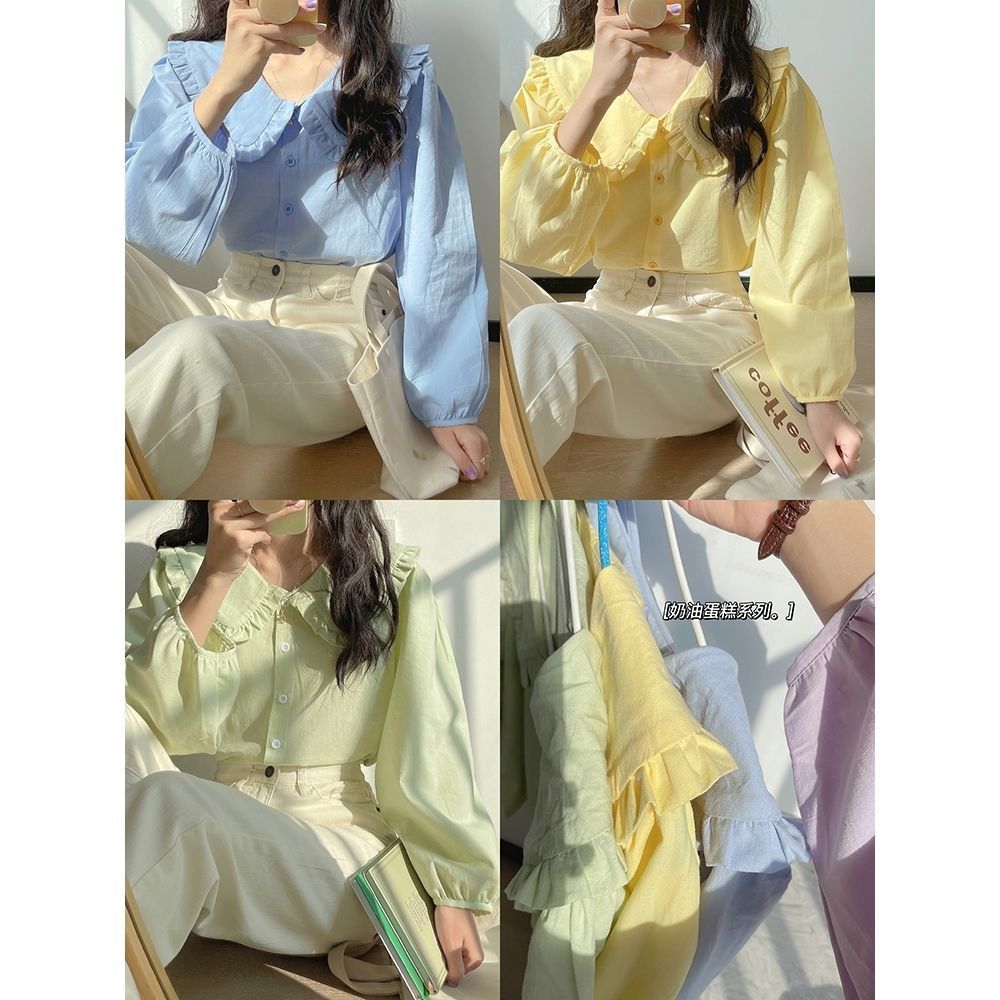 Milk Yellow Long-sleeved Shirt Woman 69A751