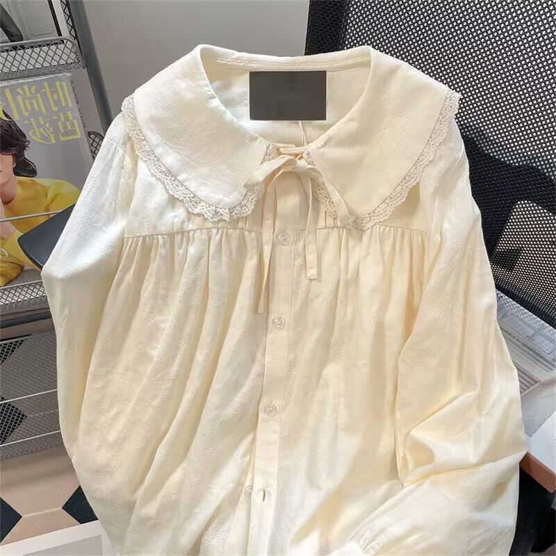 Doll Collar Lace Long Sleeve Shirt Women 69A750