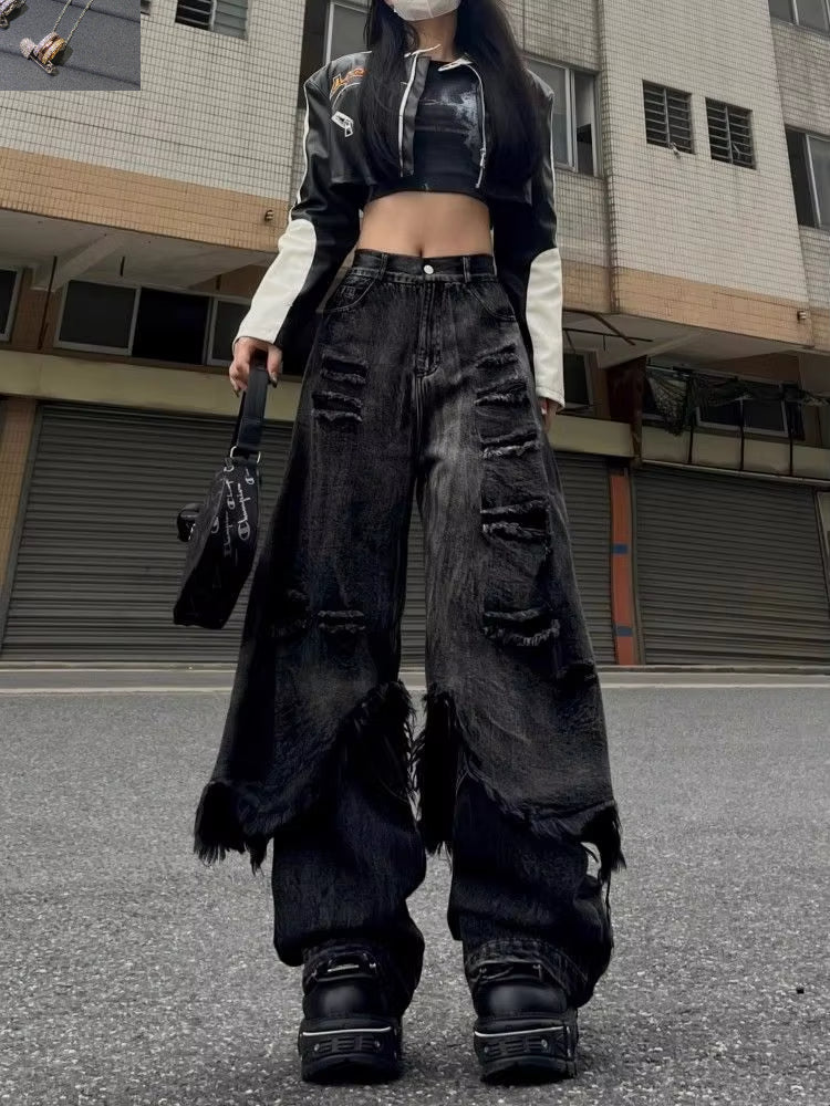 American Retro High Street Punk Casual Baggy Jeans SA244