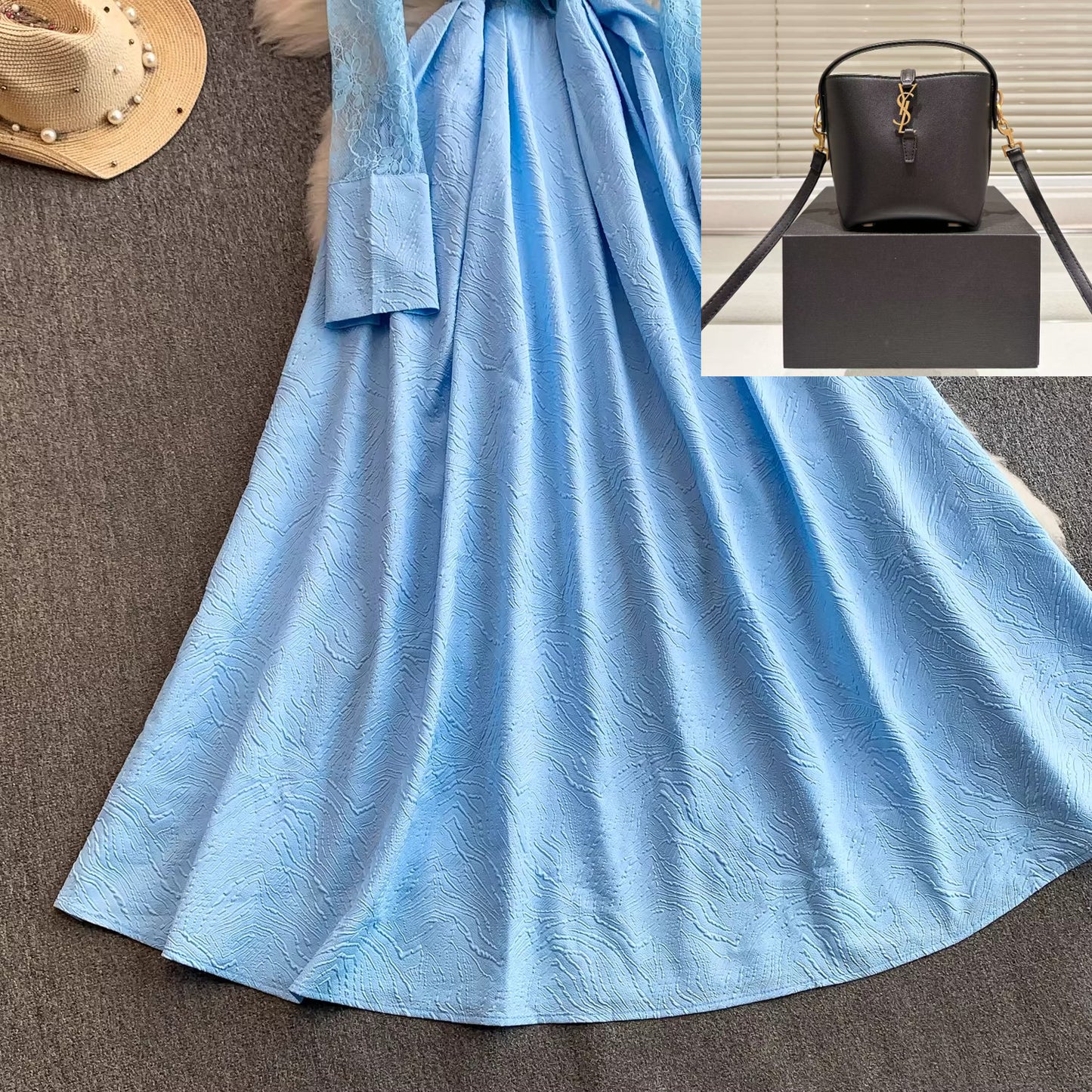 Lace Patchwork V-neck Dress SA699/SA700/SA701