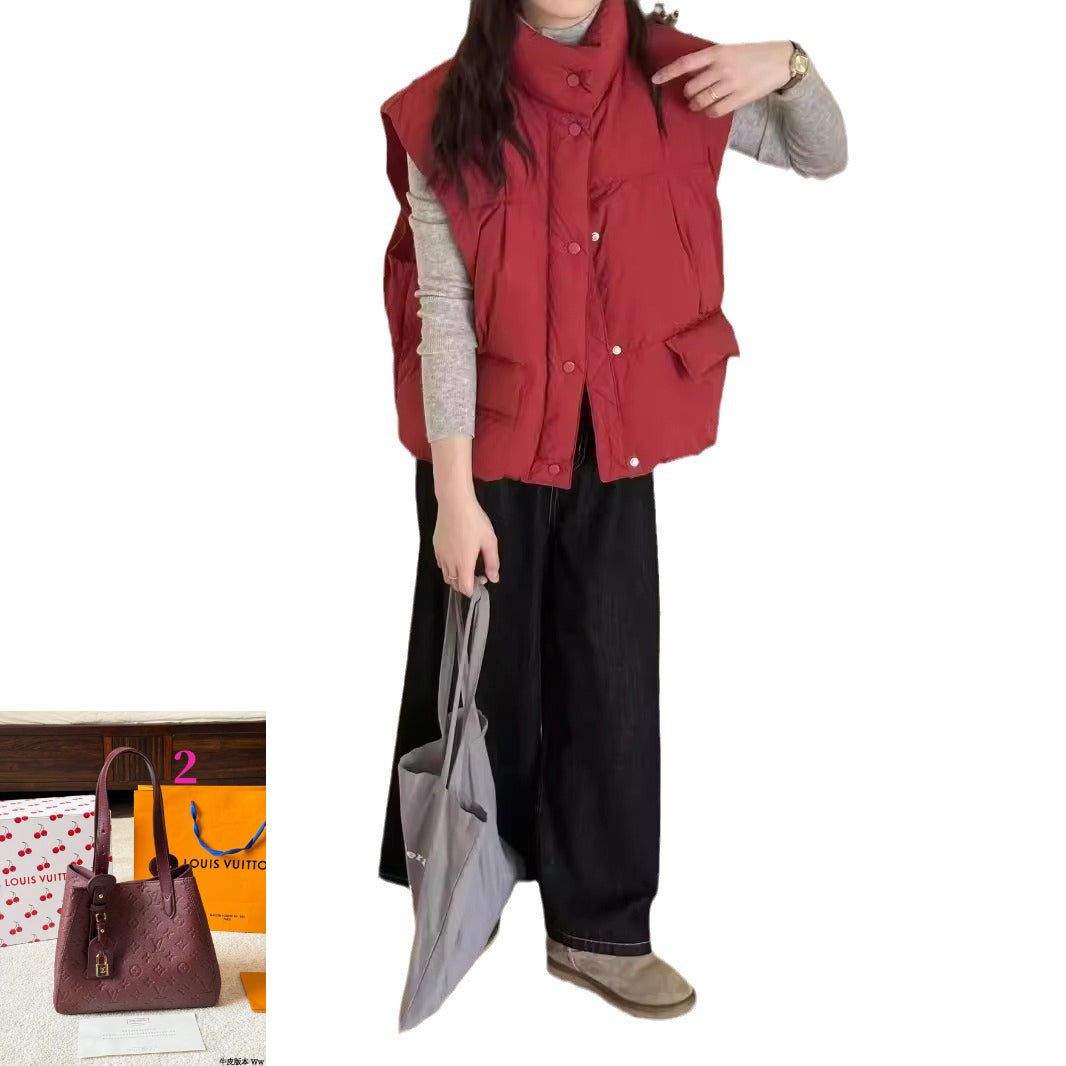 Short Stand-up Collar Vest Thickened Jacket SA487