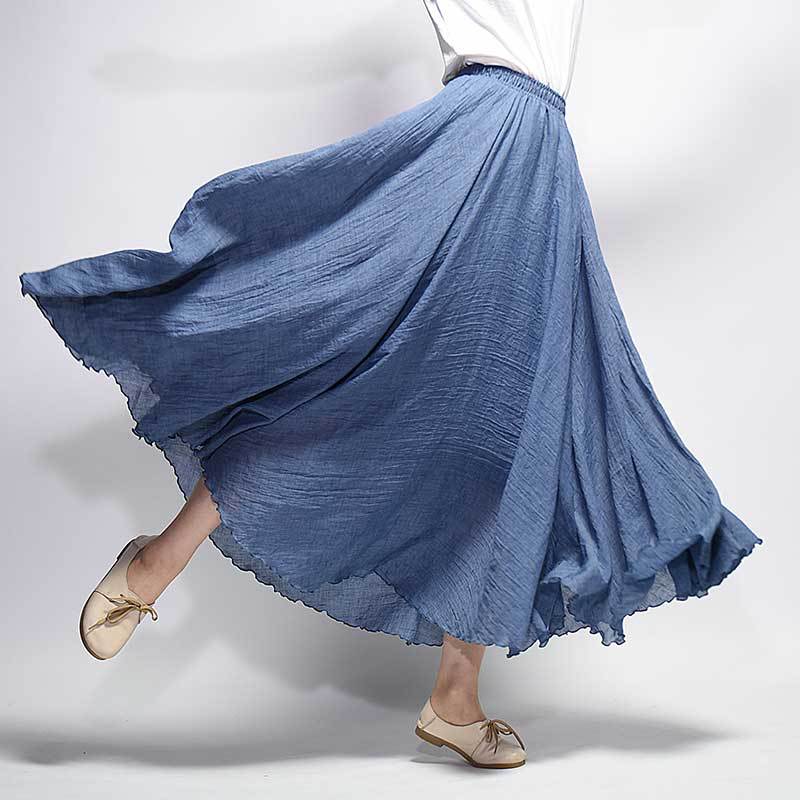 Cotton and Linen A-shaped Skirt Female 69A690