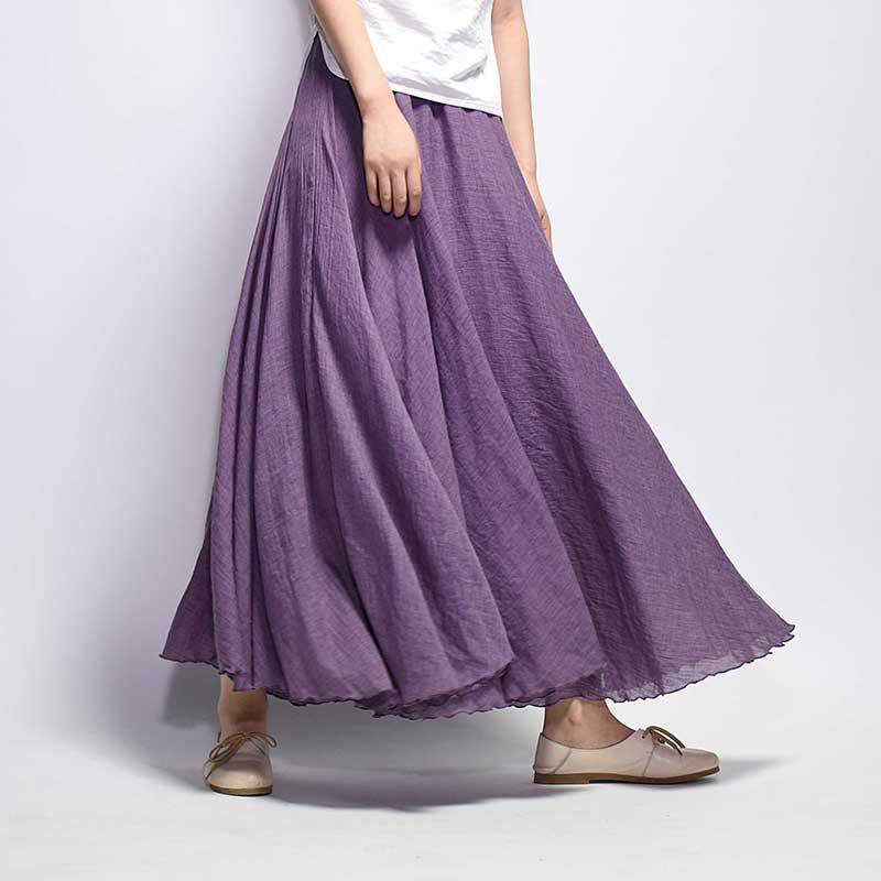 Cotton and Linen A-shaped Skirt Female 69A690