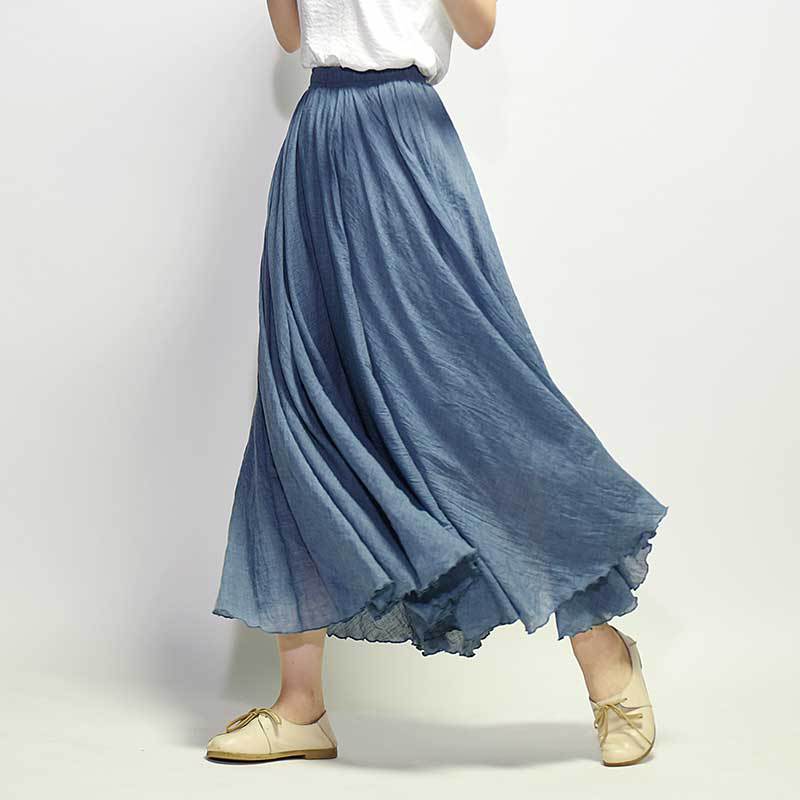Cotton and Linen A-shaped Skirt Female 69A690