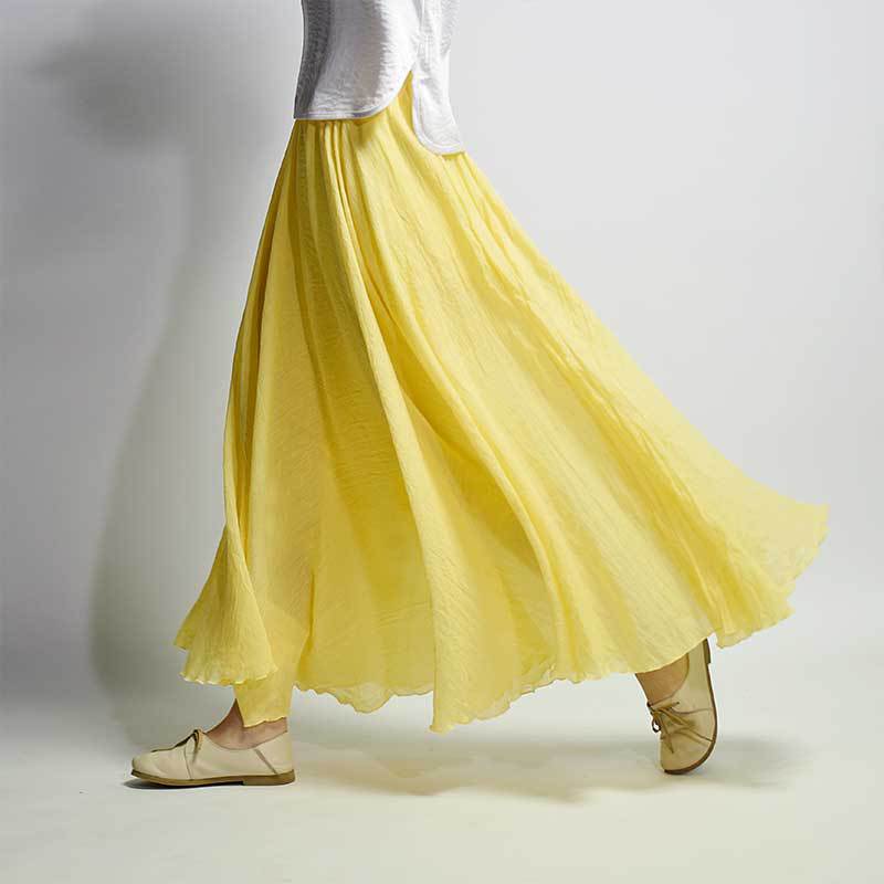 Cotton and Linen A-shaped Skirt Female 69A690