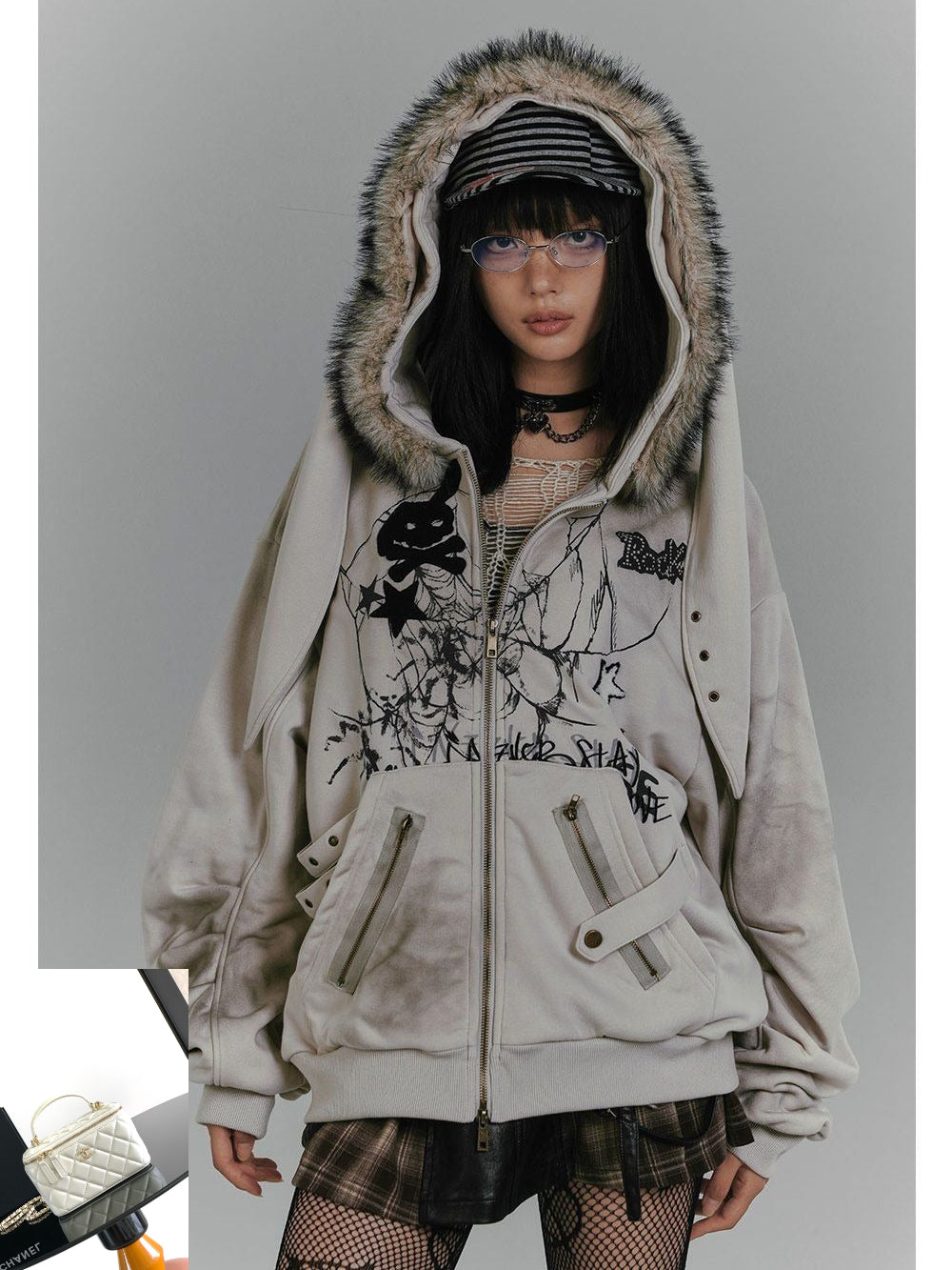 Hooded Sweater Jacket Gray SA427