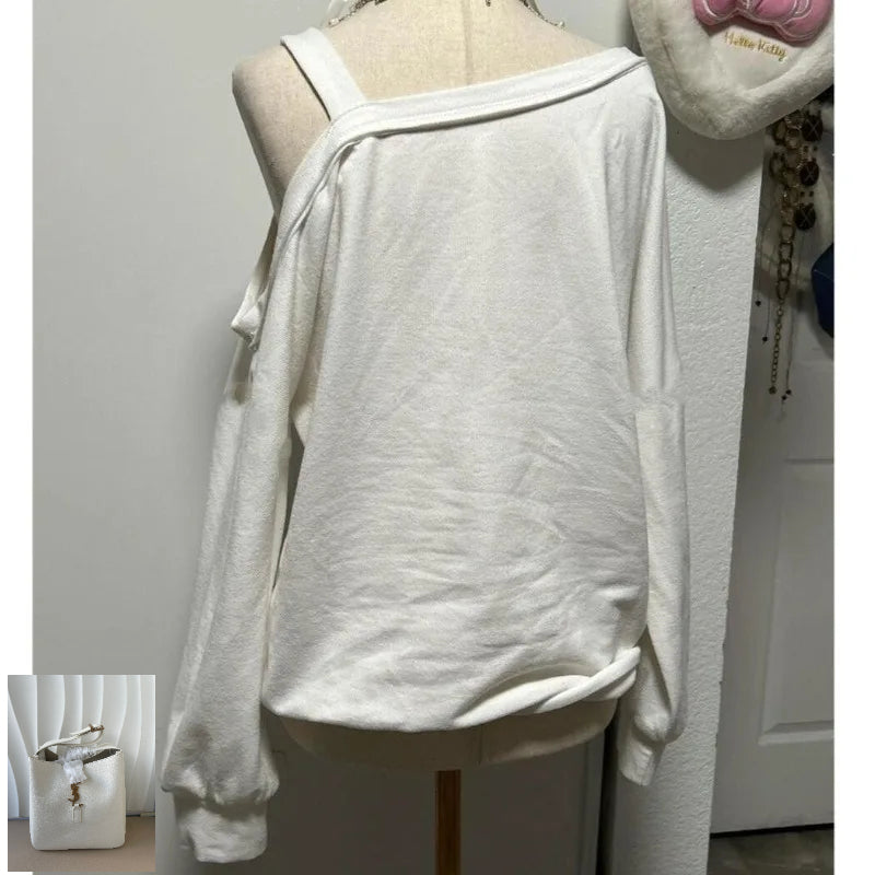 American Harajuku Off Shoulder Sling Loose T Shirts SA164