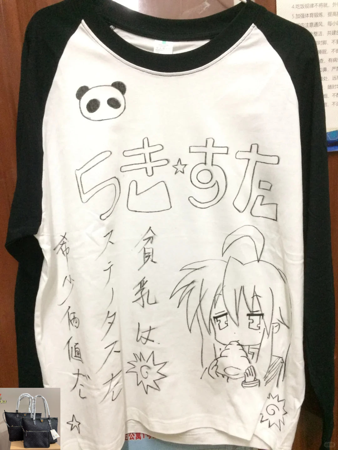 Japanese Cute Contrast Color Splicing Long Sleeve Tshirts sa179