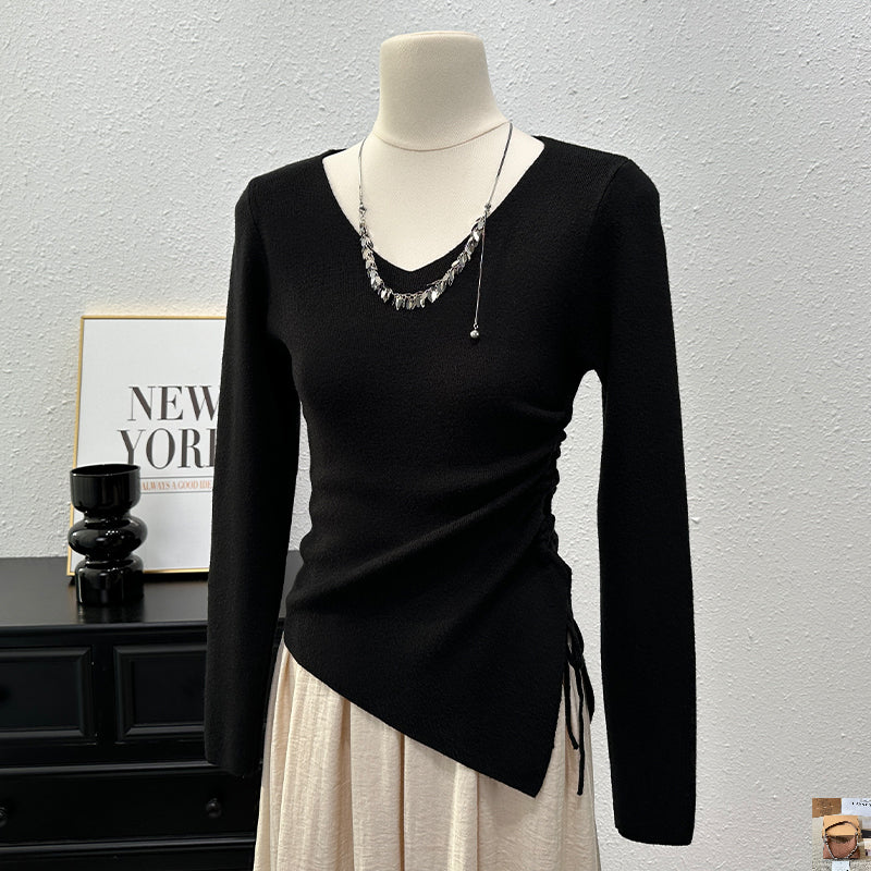 Drawstring Lace Up Irregular Solid Sweaters SA118/SA133