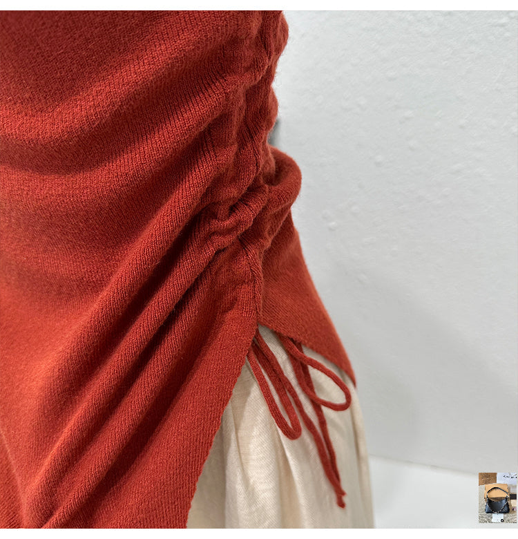 Drawstring Lace Up Irregular Solid Sweaters SA118/SA133
